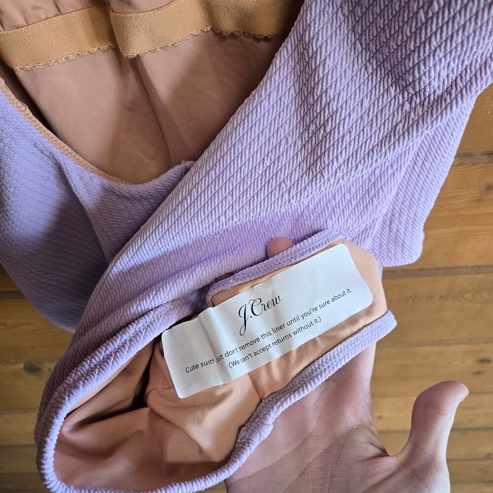 J. Crew Swimsuit One Piece Dusty Mauve NWT Textured Purple 18 Square Neck Swim - Picture 5 of 7